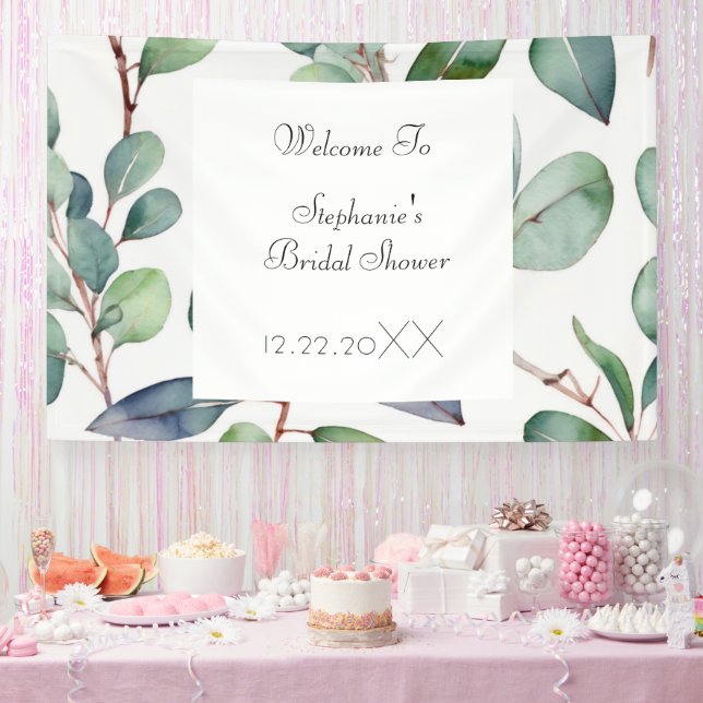 Banderoles Fête des mariées Eucalyptus Green Feuille Cool Mar (Fête)