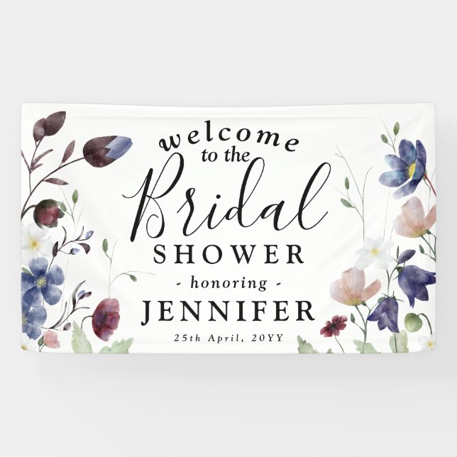 Banderoles Fête des mariées Fleur sauvage Chic Boho (Horizontal)