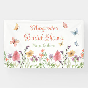 Banderoles Fête des mariées Fleurs sauvages et papillons pers