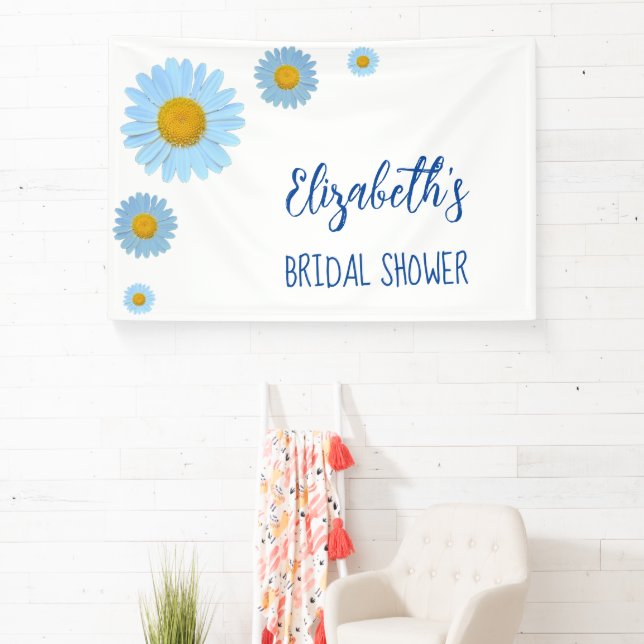 Banderoles Fête des mariées florale Blue Daisies (Insitu)