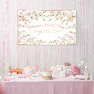 Banderoles Fête des mariées florale rose pâle personnalisée
