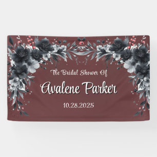 Banderoles Fête des mariées florale rouge gothique noire
