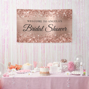 Banderoles Fête des mariées Gold Rose Glitter Bienvenue