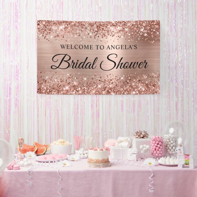 Banderoles Fête des mariées Gold Rose Glitter Bienvenue (Fête)