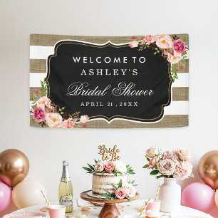 Banderoles Fête des mariées mariage Rustique Burlap rayures f