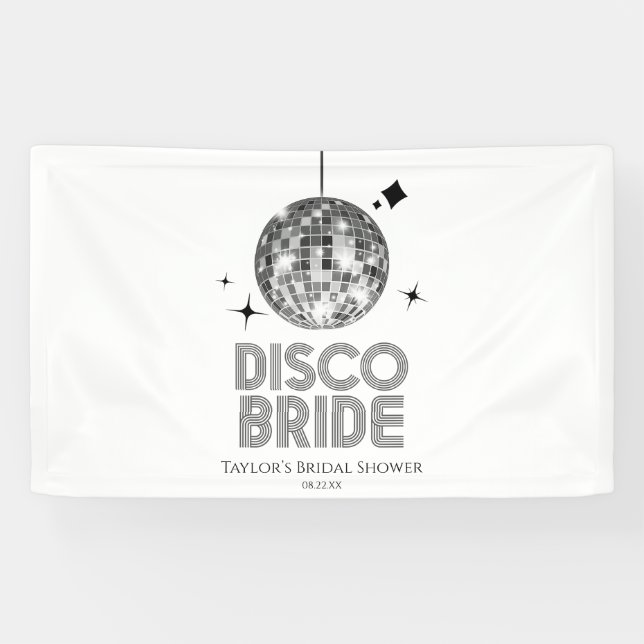 Banderoles Fête des mariées Silver Disco Ball Disco Bride (Horizontal)