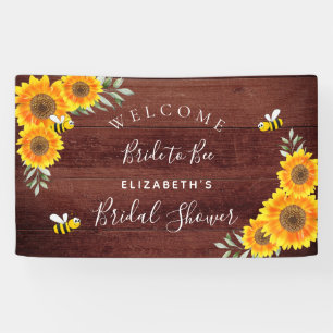 Banderoles Fête des mariées tournesol en bois rustique mariée