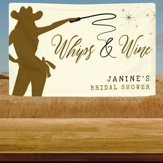 Banderoles Fête des mariées Whiks & Wine Cowgirl (Whips & Wine Cowgirl Bridal Shower Banner
)