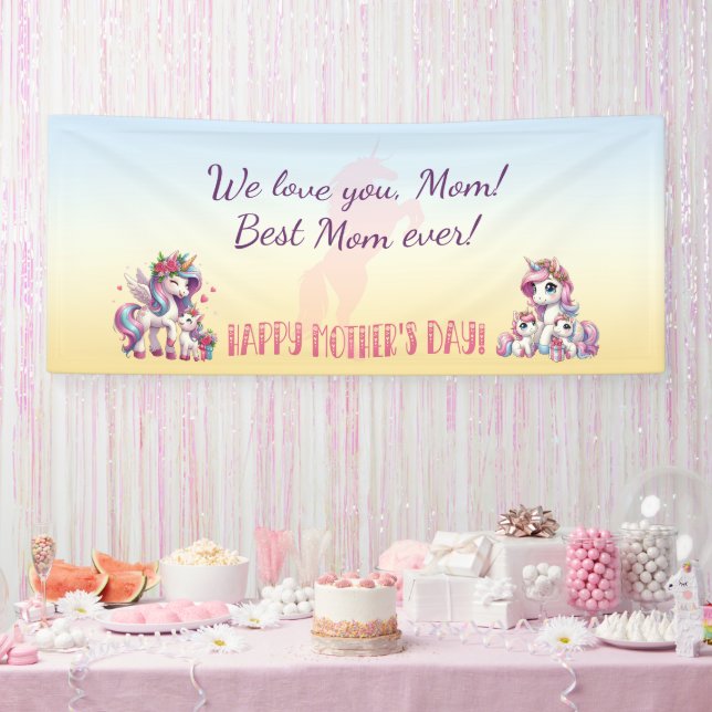Banderoles Fête des Mères Unicorn-Theme Party (Fête)
