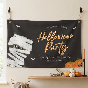 Banderoles Fête d'Halloween avec un chat momie mignon