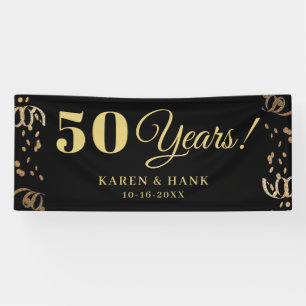 Banderoles Fête du 50e anniversaire Noir et Or Personnalisée