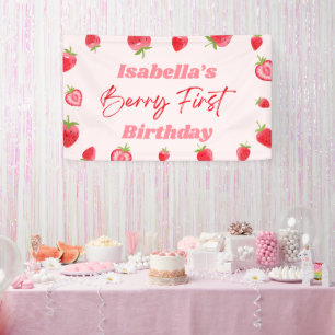 Banderoles Fête du premier anniversaire Strawberry Berry