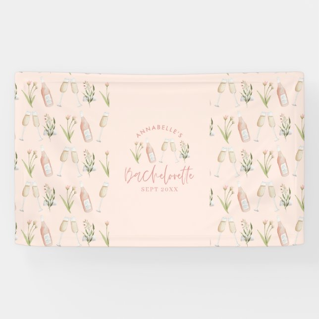 Banderoles Fête florale moderne de poule rose (Horizontal)