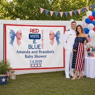 Banderoles Fête Prénatale Bébé 14 Juillet Rouge Blanc et Bleu