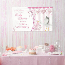 Fête Prénatale Pink Stork Douce Personnalisée