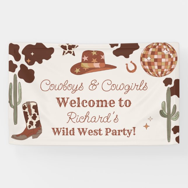 Banderoles Fête Wild West Boy rodeo fête d'anniversaire Bienv (Horizontal)