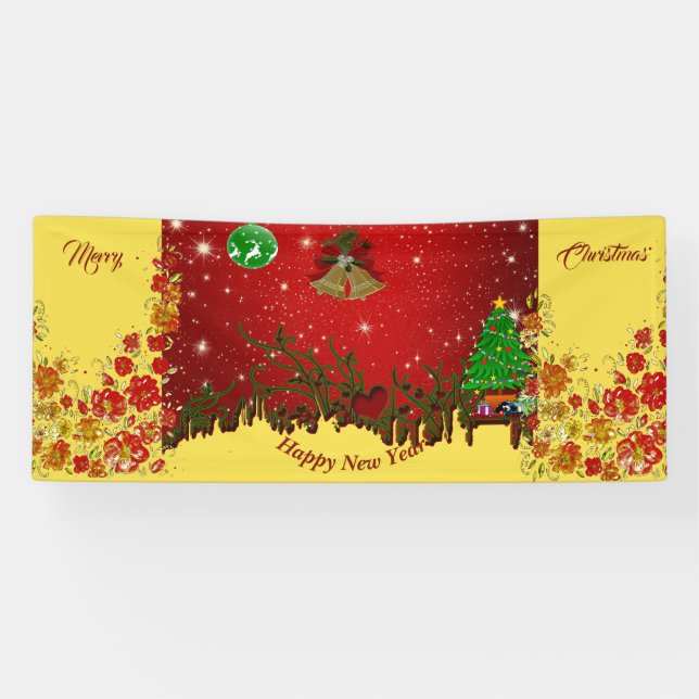 Banderoles Fêtes de Noël personnalisées et Nouvel An (Horizontal)