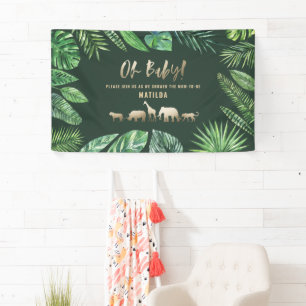 Banderoles Feuillage tropical + animaux d'or baby shower