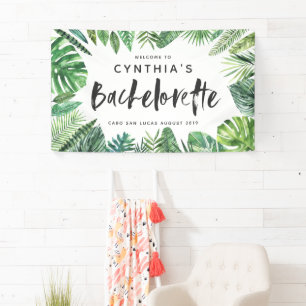 Banderoles Feuille de palme tropicale & script bachelorette
