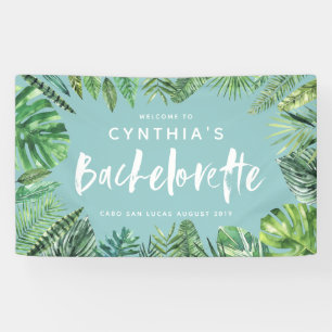 Banderoles Feuille de palme tropicale & script bachelorette