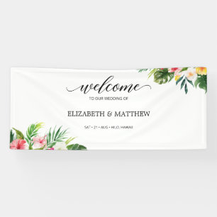 Banderoles Feuille tropical -  de script Mariage Bienvenue