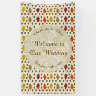 Banderoles Feuilles de chêne et glands tombent Mariage automn