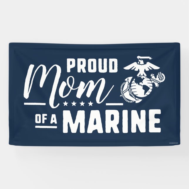 Banderoles Fier maman d'une Marine - Blanc (Horizontal)