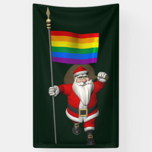 Banderoles Fier Père Noël Avec Son Drapeau Arc-En-Ciel