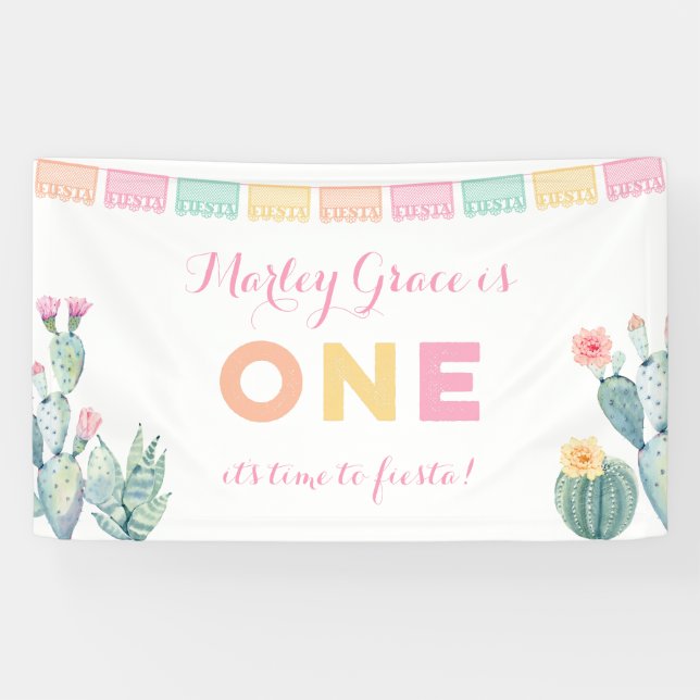 Banderoles Fiesta ! Fille 1er anniversaire Accueil (Horizontal)