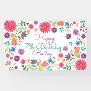 Banderoles Fiesta Mexicana Folk Lore Aquarelle Florale 