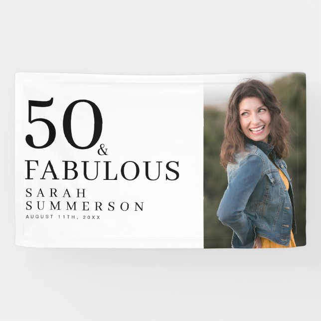 Banderoles Fifty and Fabulous Bold Photo 50th Birthday Party (Horizontal)