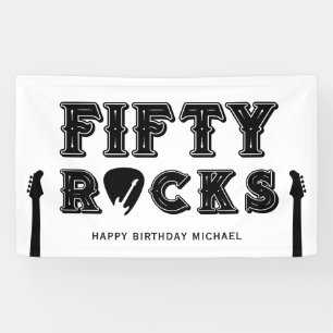 Banderoles Fifty Rocks Plectre de Guitare Fête d'Anniversaire