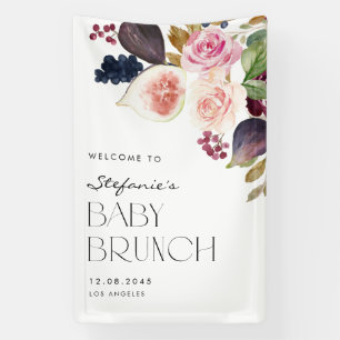 Banderoles Figes d'aquarelle et Berry Floral Baby Brunch