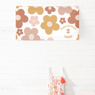 Banderoles Fille Anniversaire des marguerites Retro tendance