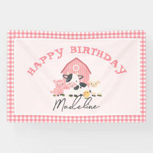 Banderoles Fille Anniversaire Fantaisiste Mignon Rose Ferme A