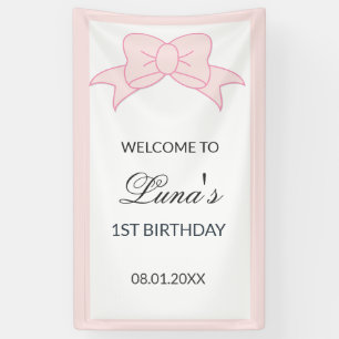 Banderoles Fille au nœud rose 1er anniversaire