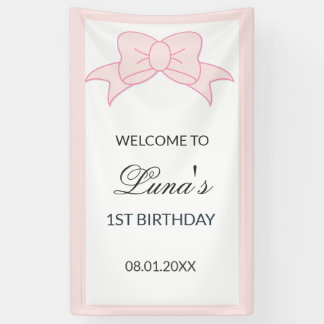 Banderoles Fille au nœud rose 1er anniversaire