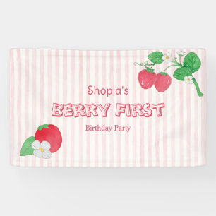 Banderoles Fille aux rayures roses fraise Premier anniversair