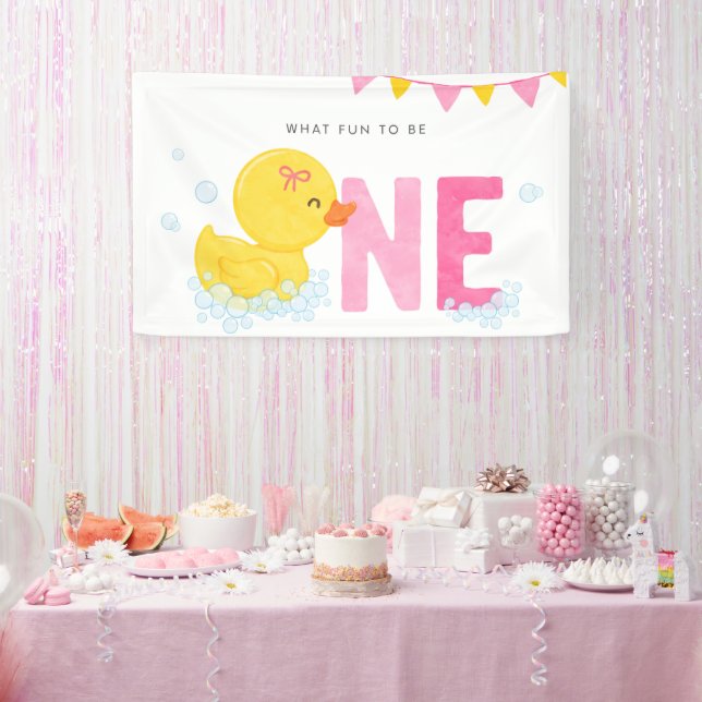 Banderoles Fille canard en caoutchouc Premier anniversaire fê (Fête)
