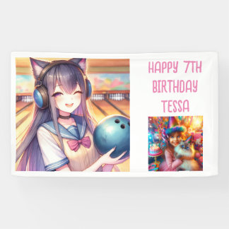 Banderoles Fille d'Anime personnalisée à Bowling fête d'anniv
