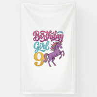 Fille d'anniversaire 9 Licorne Dessin de gravure v
