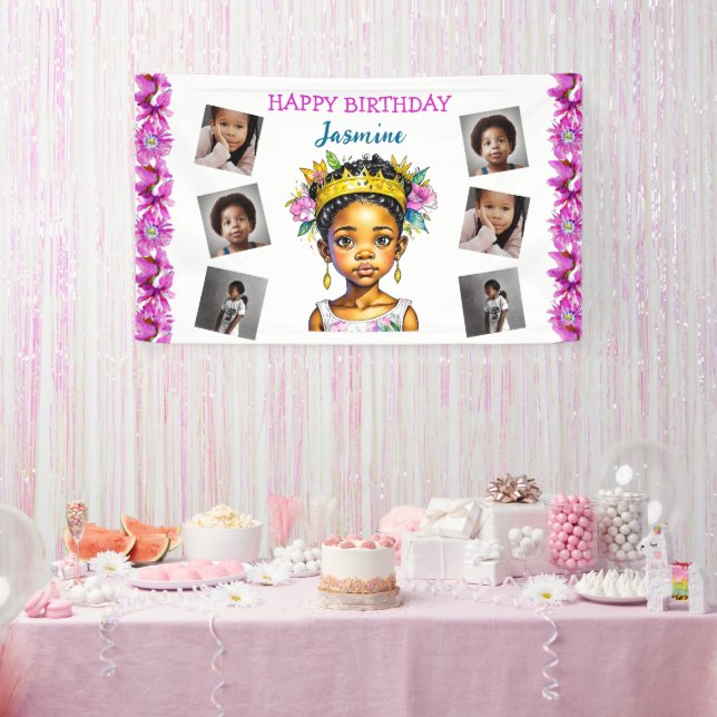 Banderoles Fille d'anniversaire personnalisée Princesse de co (Fête)