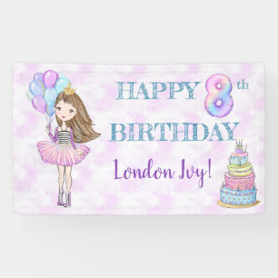 Banderoles Fille de 8 ans pour son anniversaire Princesse Lav