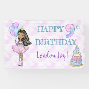 Banderoles Fille de 9 ans pour son anniversaire Princesse Afr