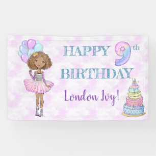Banderoles Fille de 9 ans pour son anniversaire Princesse Afr