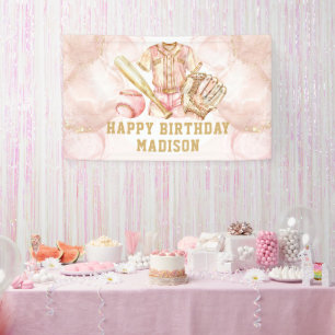 Banderoles Fille de luxe Anniversaire Pink Gold Baseball