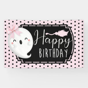 Banderoles Fille d'Halloween heureux anniversaire rose noir