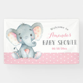 Banderoles Fille Eléphant Baby shower rose et gris