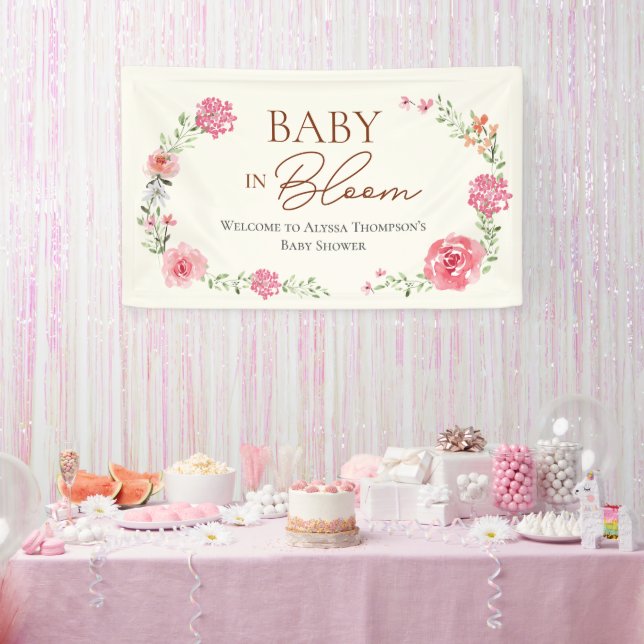 Banderoles Fille Fleur Bébé en Fleur Fête Prénatale (Fête)