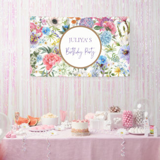 Banderoles Fille florale fête d'anniversaire
